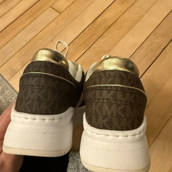Michael Kors White, Brown and Gold Low-Top Sneakers - Picture 6 of 7